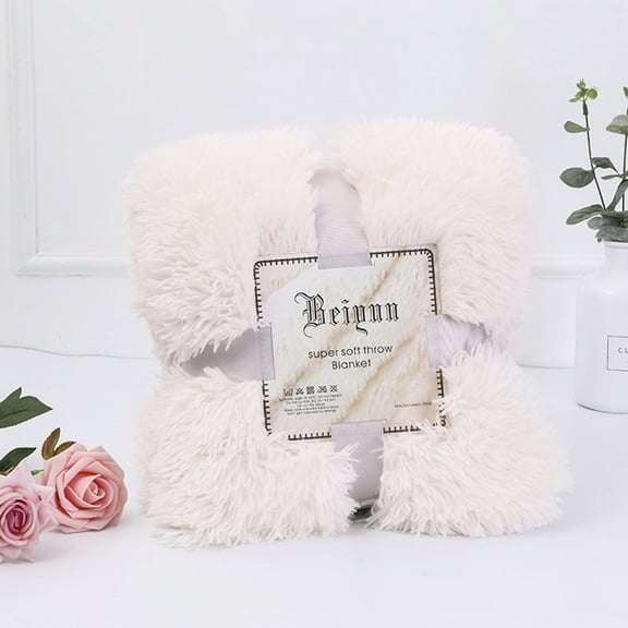 Bigersell Plush Blanket 62" x 51" Fleece Blankets Soft Cozy Throw Blanket Lightweight Fuzzy Comfy Textured Flannel Blanket Warm Plush Throw Blankets for Couch, Sofa, Bed White