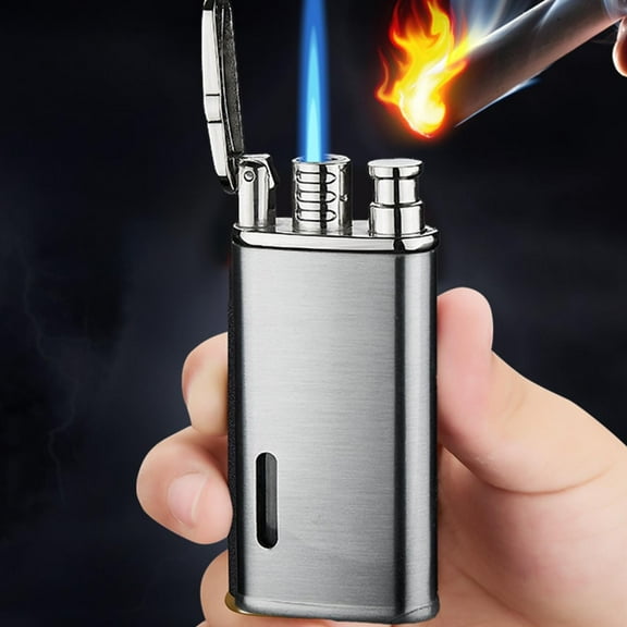Bigersell Pocket Lighter Gifts for Men/Women, Classic Metal Windproof Lighters, Portable Refillable Butane Torch Lighters , Silvers