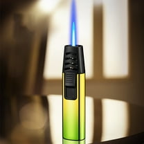 Bigersell Portable Flame Lighter, Camping Outdoor Windproof Straight Blue Flame Lighters Refillable Butane Camping Torches for Grill BBQ Candle Fireplace , Green