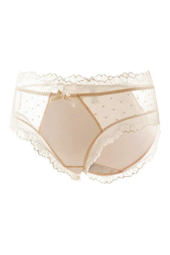 Postpartum Underwear Clearance Sheer Panties G-Strings Panty Style P-1920 Nylon Brief Panties Ladies Thongs Seamless Briefs Mid Waist Women's Bikini Panties Beige XL