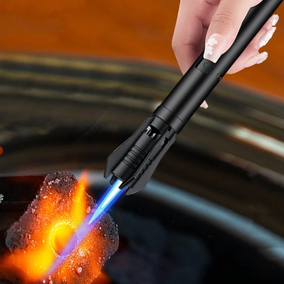 Bigersell Powerful Lighter, Camping Outdoor Windproof Straight Flame Lighter with Child-Proof Lock, Refillable Butane Torch Lighters Cooking Torches , A