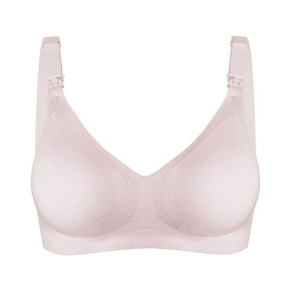Bigersell Pregnancy Bras for Women Smooth V-Neck Sleep Bra Nursing Bras for Breastfeeding Padded Bra Comfort Push up Bras Back Hook and Eye Closure Pregnancy Wireless Bralette Pink M