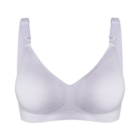 Bigersell Pregnancy Bras for Women Smooth V-Neck Sleep Bra Nursing Bras for Breastfeeding Padded Bra Comfort Push up Bras Back Hook and Eye Closure Pregnancy Wireless Bralette Purple L