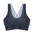 thumbnail image 1 of Bigersell Pullover Bras Women Mesh Lace V-Neck Bra Ladies Push up Bra No Underwire Padded Bralette Wireless Sports Bras for Women Pull On Closure Soft Bra Style-D34, Blue One Size, 1 of 4
