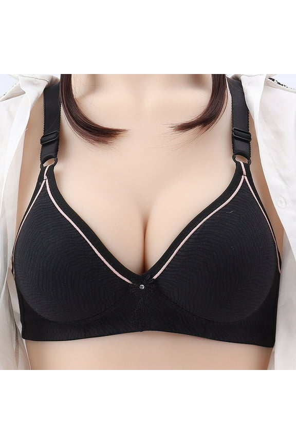 Push up Bras for Older Women Wireless Bra Ladies Bras No Underwire Hook and Eye Bra Closure Comfort Strap Wire-Free Bras Padded Bralette Everyday Underwear Black 38B