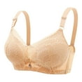 thumbnail image 1 of Bigersell Push up Bras for Teens Upgrade Women Breathable Lace Bra with No Underwire and Rear Buckle Padded Push up Flat Chest Large and Shoulder Straps Underwear Wire-Free Bra Style F-128 Beige S, 1 of 2