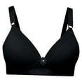 thumbnail image 1 of Bigersell Push Up Bras Women Breathable Comfortable V-Neck Wireless Bra Laddies Padded Bras No Underwire Lace Bralette Back Hook and Eye Closure Wire-Free Everyday Bra Underwear Black 38, 1 of 4