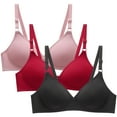 thumbnail image 1 of Bigersell Push up Bras for Women Pack of 3, T-Shirt Bras No Underwire Ladies Comfort Soft V-Neck Padded Bras Hook and Eye Closure Wireless Bralette Style-D9, Sports Bras Pack I-Pink XXL, 1 of 4