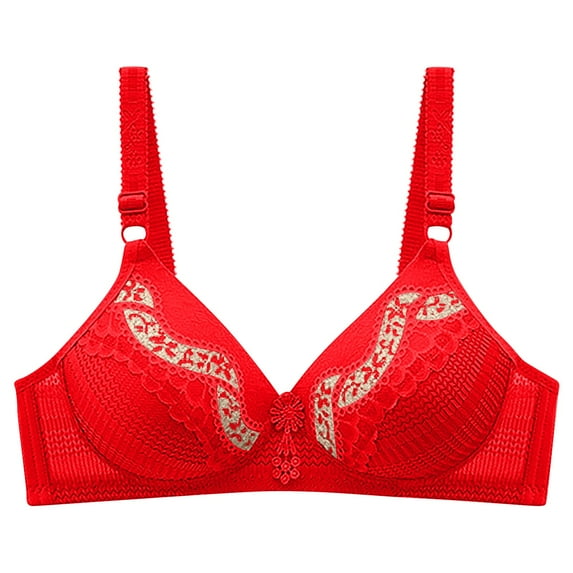 Bigersell Push up Bras for Women Plus Size Deals No Show Bras for Women Push-Up Bra Style B856 V-Neck Padded Bras Hook and Eye Bra Closure Women Size Bras for Older Women Red 40