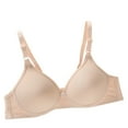 thumbnail image 1 of Bigersell Push up Bras for Women Plus Size Sale No Show Bras for Women Soft Bra Style R482 V-Neck Back-Smoothing Bras Hook and Eye Bra Closure Women's Plus Size Bras No Underwire Push up Beige XL, 1 of 4
