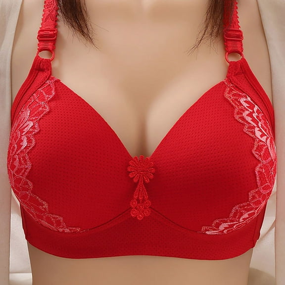 Bigersell Push up Bras for Women Sale Bras for Women Full-Figure Bra Style B883 V-Neck Convertible Bras Hook and Eye Bra Closure Regular Size Sports Bras for Women Red 38C