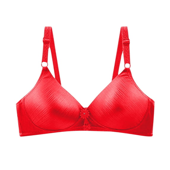 Bigersell Push up Bras for Women Smoothing Wireless Bras Soft Comfortable V-Neck Wire-Free Bra Style-D58 Hook and Eye Bra Closure Padded Bralette Sports Bras No Underwire T-Red XL