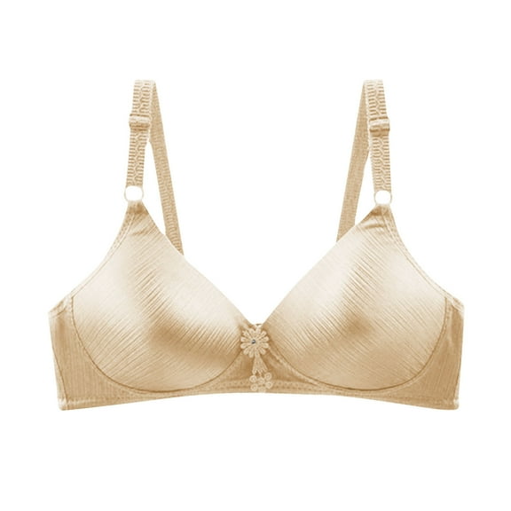 Bigersell Push up Bras for Women Smoothing Wireless Bras Soft Comfortable V-Neck Wire-Free Bra Style-D58 Hook and Eye Bra Closure Padded Bralette Sports Bras No Underwire T-Beige M