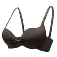 thumbnail image 1 of Bigersell Push up Bras Women No Underwire T-Shirt Bras Front Ruched Ladies Padded Wireless Bralette Female Wire-Free Everyday Bras Hook and Eye Closure Style-D13, Coffee S, 1 of 5