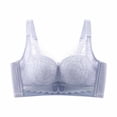 thumbnail image 1 of Bigersell Push up Bras for Women V-Neck Lace Bra Hook and Eye Bra Closure Wire-Free Bra Comfort Soft Everyday Bra No Underwire Solid Polyester Sports Bras Padded Bralettes B-10-Purple XL, 1 of 2