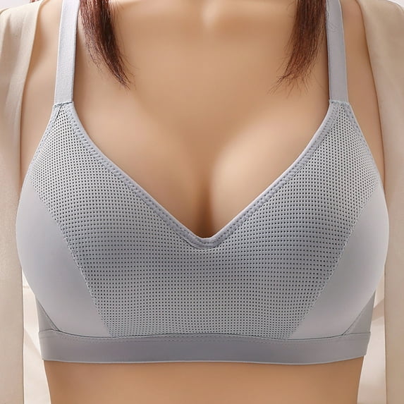 Bigersell Push up Bras Women V-Neck Wire-Free Bras Ladies Bras No Underwire Breathable Comfort Soft Wireless Bra Padded Bralette Underwear Everyday Bras Gray XXL