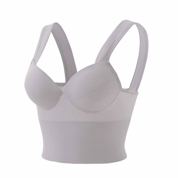 Bigersell Push-Up T-Shirt Bra Women Underwear Thin Back Strap with A Bra Pad Inside To Prevent The Bare Chest Integrated Vest Women Size Padded Bra with Straps, Style 13311, Gray