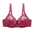 thumbnail image 1 of Bigersell Push up No Wire Bras for Women in Clearance Women's Solid Color Ring Oversized Gathering Underwear Daily Bra T-Shirt Bra Style F-1113 Wine L, 1 of 7