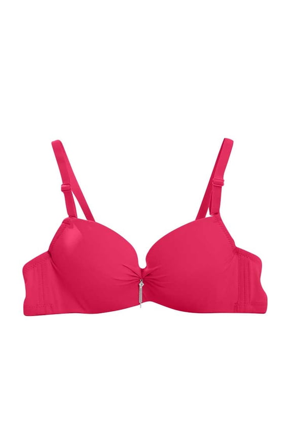 Push-up Back Smoothing Bra New Women's Lace Patchwork Bra with Breathable and Sagging Lightweight Underwear Full-Figure Bra Style F-1083 Pinky 36/80