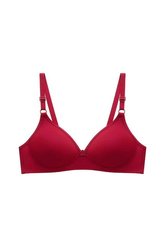 Push up Bra Women Bra Soild Wire Free Underwear 1 Piece Bra Everyday Small Cup Underwear Regular Size Backless Bra, Style 13772, Red 36A