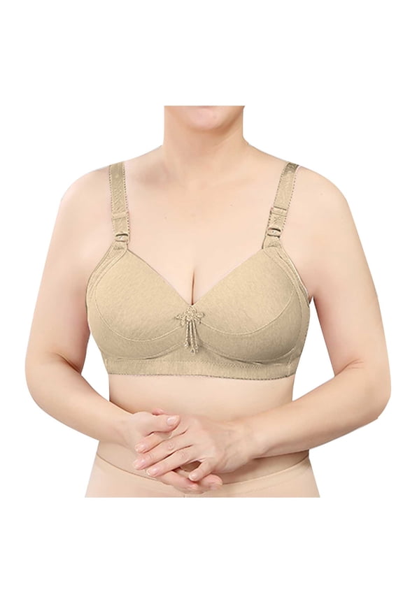Push up Bra Women Fashion Solid Comfortable Hollow Out Bra Underwear No Underwire Short Size Strapless Backless Bra, Style 12065, Khaki 42B