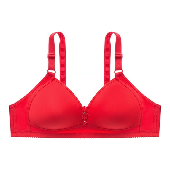 Bigersell Push up Bras Women Comfortable Wireless Bralette Back Hook and Eye Closure Ladies V-Neck Padded Brassiere Everyday Bras Underwear Red 4XL