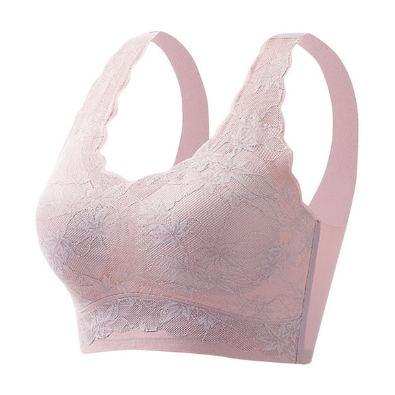 Bigersell Pushup Bra No Underwire New Women's Underwear Color Contrast Back-Smoothing No Underwire Push-Up Comfortable Buckle Comfortable Bra Lifting Bra Style F-763 Pinks XL