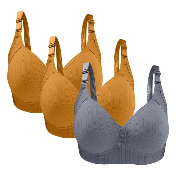 Bigersell Racerback Bras Pack for Women in Clearance 3pc Woman's Plus Size Solid Color Without Underwire Gathering Comfortable Bras Daily Bra Lace Bra Style F-1220 Gray 36/80