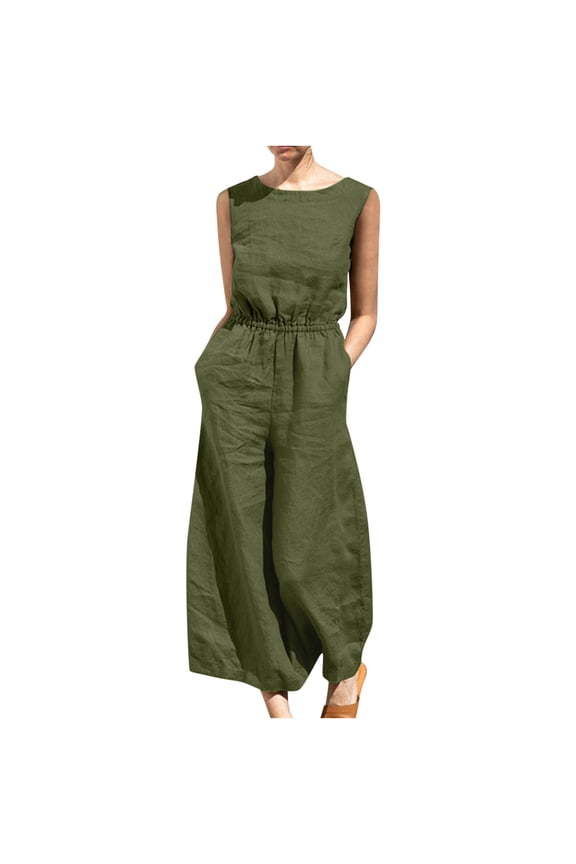Ripped Distressed Denim Jumpsuits Jumpsuit Jumpsuits For Women Sleeveless Pocket Solid Color Loose Straight Pants Fashion Romper Pants Ripped Distressed Denim Jumpsuits