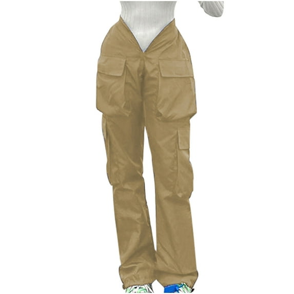 Bigersell Ripped Distressed Denim Pants Full Length Pants Women's Casual Straight Large Pocket Overalls V-neck Personalized Waist Closing Casual Pants Ladies' Straight Pants