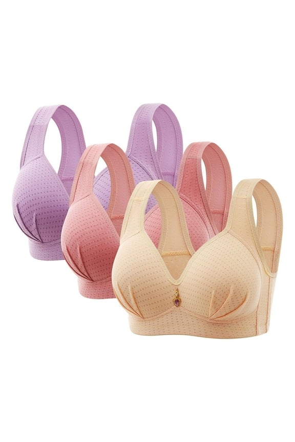 Running Girl Sports Bra New Woman's Embroidered Seamless Comfortable Breathable Bra Underwear No Underwire Three Piece Set Racerback Bra Style F-1204 Multicolor 36