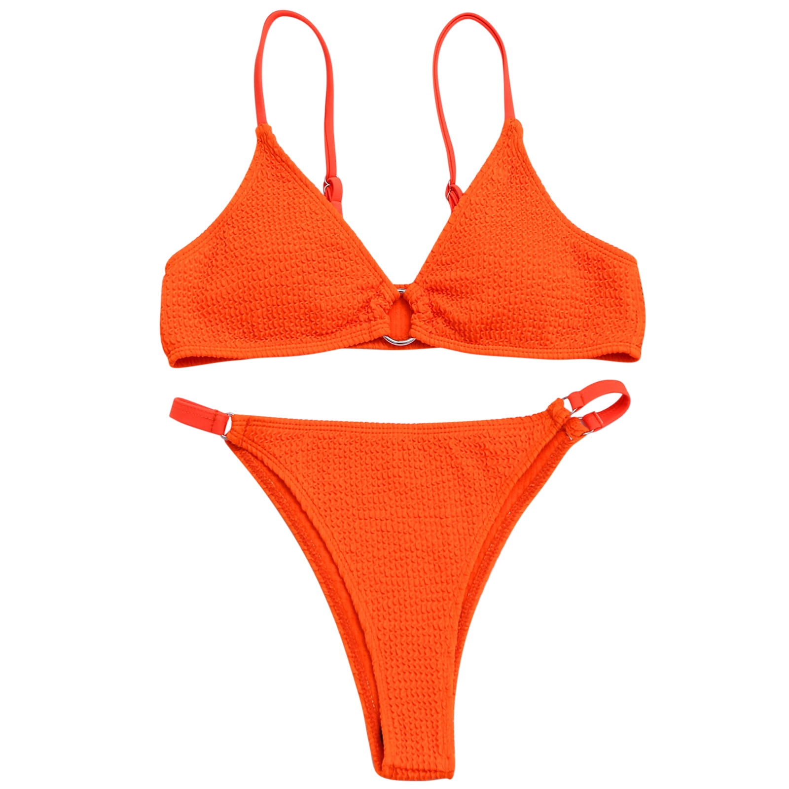 Bigersell Seamless Bikini Sets For Women Ladies Vacation Beach Split Print  Stitching Swimsuit Bikini Swimsuit Regular String Bikini Swimsuit Female,  Style 4508, Orange L 