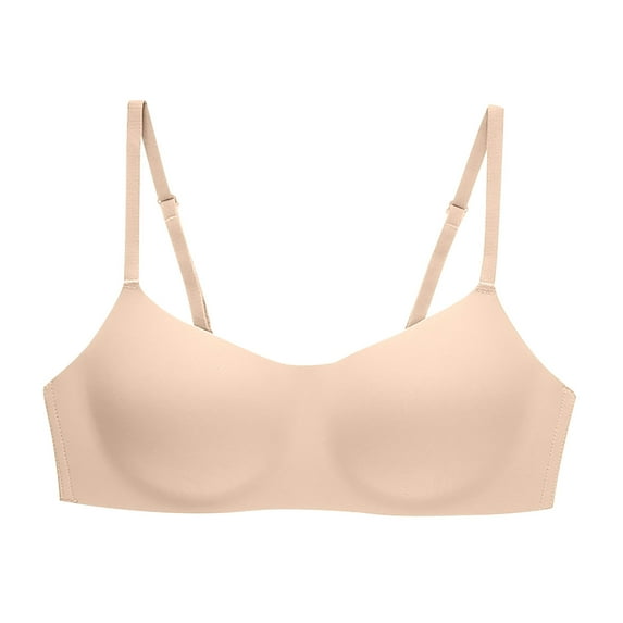 Bigersell Seamless Bra Women Soft Wireless Lightly Lined Comfort Bras Ladies Padded Bra No Underwire Solid Color Backless Hook and Eye Bra Closure Wire-Free T-Shirt Bra S-3-Khaki M