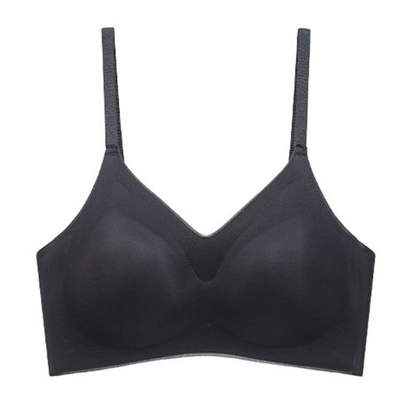 Bigersell Seamless Bras for Women No Underwire Push up Bras Ladies V-Neck Wireless Bra Smoothing Padded Bralette Everyday Bras Underwear Womens Sports Bra Black M
