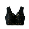 thumbnail image 1 of Bigersell Seamless Bras for Women, Plus Size Wireless Push-up Bras, Floral Lace V-Neck Pull On Padded Bra Wide Straps Back Smoothing Everyday Bras Black XL, 1 of 7