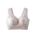 thumbnail image 1 of Bigersell Seamless Bras for Women, Plus Size Wireless Push-up Bras, Floral Lace V-Neck Pull On Padded Bra Wide Straps Back Smoothing Everyday Bras Pink 3XL, 1 of 8