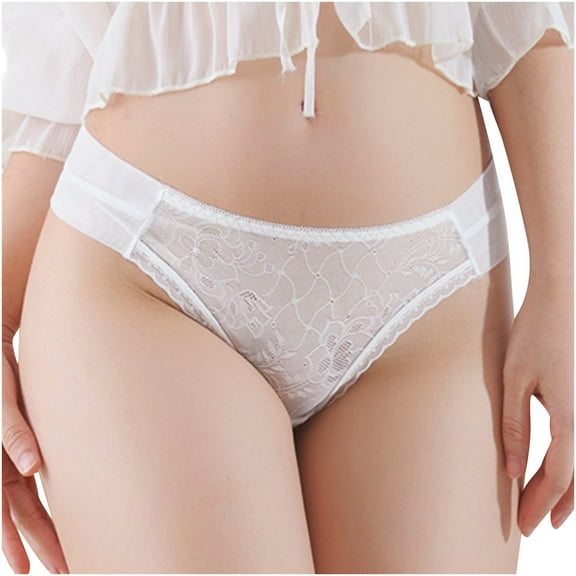 Bigersell Seamless Cotton Underwear for Women Clearance Padded Underwear Women Bikini Panty Style P-1490 Spandex Thong Panties Lace Thongs Ladies Briefs High Waist Women's Bikini Panties White M