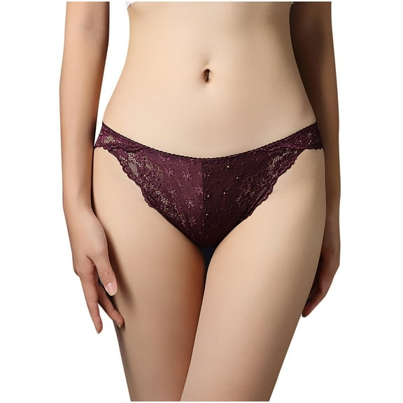 Bigersell Seamless Panties for Women Clearance Womens High Waisted Underwear Thong Panty Style P-45 Nylon Period Panties Ladies Thong Underwear Briefs Mid Waist Women's Briefs Purple XXL
