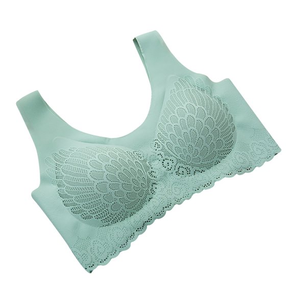 Bigersell Seamless Pullover Bra for Women Lace Back-Smoothing Wireless Sports Bras Green M