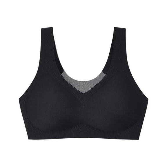 Bigersell Seamless Pullover Bras Women Pull-On Bras Back-Smoothing Ladies Push-up Padded Bralette Comfort Soft V-Neck Women's Sports Bras No Underwire Everyday Wire-Free Bra Black XL