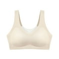 thumbnail image 1 of Bigersell Seamless Pullover Bras Women Pull-On Bras Back-Smoothing Ladies Push-up Padded Bralette Comfort Soft V-Neck Women's Sports Bras No Underwire Everyday Wire-Free Bra Beige M, 1 of 4