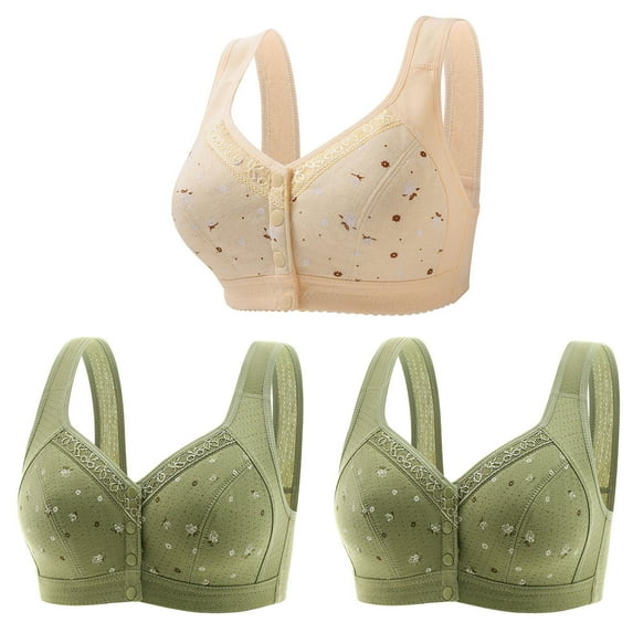 Bigersell Senior Bras for Women 3pcs Push-Up Bra Style R-25 Breathable Lightly Lined Bras Pack R-25-khaki
