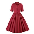thumbnail image 1 of Bigersell Sexy Dresses for Women Fashion Women Summer Retro Casual Pullover Solid Color Short Sleeve Long Dress Cocktail Dresses Women's Plus Sheath Dresses, Style 21712, Wine XXL, 1 of 5