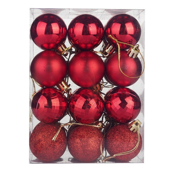 Bigersell Shatterproof Christmas Ball Ornaments Set for Christmas Tree Decorations 24PCS 1.57 inch Plastic Balls Decorative Hanging Ornaments Red
