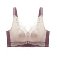 thumbnail image 1 of Bigersell Sheer Lace Bra Women V-Neck Comfort Strap Push up Padded Bras Full-Coverage Lace Bralettes Everyday Bras Underwear Ladies Bras F-3-Purple XL, 1 of 6