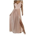 thumbnail image 1 of Bigersell Shirt Dresses for Women Fashion Women Summer Casual Print V-Neck Camis Sleeveless Tank Long Dress Plus Fit & Flare Dress Style 24801, Female Ankle-Length Dresses M, 1 of 9