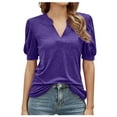 thumbnail image 1 of Bigersell Shirts for Women Summer Vintage Printed Pattern Casual Short Sleeve Tops Blouse Big & Tall Lace Square Neck Short Sleeve Western Tops Style B3532, Purple S, 1 of 4