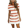 thumbnail image 1 of Bigersell Short Dresses Clearance Female Crew Neck Short Sleeve Mini T-Shirt Dress Style D-16 Button-Down Dress Ladies Regular Summer Dresses , Orange S, 1 of 4