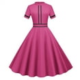thumbnail image 1 of Bigersell Short Sleeve Dress Clearance Female Crew Neck Short Sleeve Knee Length Vintage Dress Style D-65 Ladies Summer Dresses Regular Summer Dresses , Hot Pink S, 1 of 6