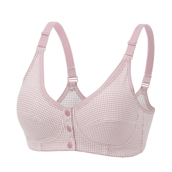 Bigersell No Show Bra Front Snap Closure V-Neck Wire-Free Bra Support Women Women's Bras No Underwire Bralette Bra Style R-238 Basic Bra Strap Nylon Pullover Bra Everyday Bras Underwear Pink 4XL